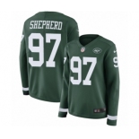 Women's Nike New York Jets #97 Nathan Shepherd Limited Green Therma Long Sleeve NFL Jersey