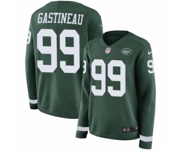 Women's Nike New York Jets #99 Mark Gastineau Limited Green Therma Long Sleeve NFL Jersey