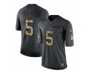 Youth Nike New York Jets #5 Christian Hackenberg Limited Black 2016 Salute to Service NFL Jersey