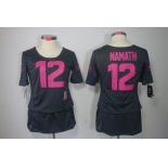 nike women nfl jerseys new york jets #12 namath dk.grey[breast cancer awareness]