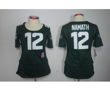 nike women nfl jerseys new york jets #12 namath green[breast cancer awareness]