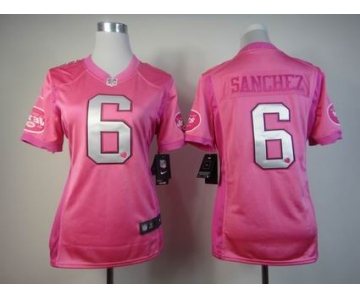 nike women nfl jerseys new york jets #6 sanchez pink[nike love's]