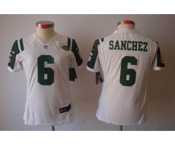 nike women nfl jerseys new york jets #6 sanchez white[nike limited]