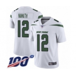 Youth New York Jets #12 Joe Namath White Vapor Untouchable Limited Player 100th Season Football Jersey