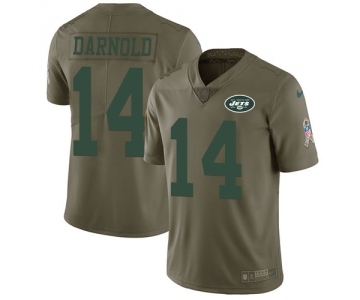 Youth New York Jets #14 Sam Darnold Limited Olive 2017 Salute to Service Football Jersey