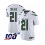 Youth New York Jets #21 LaDainian Tomlinson White Vapor Untouchable Limited Player 100th Season Football Jersey