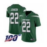 Youth New York Jets #22 Trumaine Johnson Green Team Color Vapor Untouchable Limited Player 100th Season Football Jersey