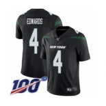 Youth New York Jets #4 Lac Edwards Black Alternate Vapor Untouchable Limited Player 100th Season Football Jersey