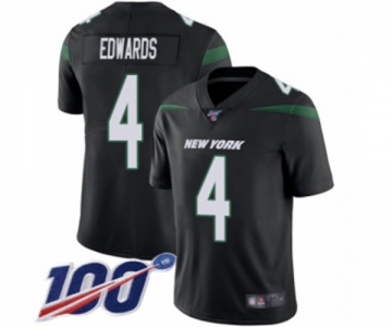 Youth New York Jets #4 Lac Edwards Black Alternate Vapor Untouchable Limited Player 100th Season Football Jersey