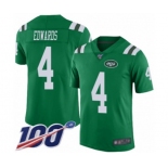 Youth New York Jets #4 Lac Edwards Limited Green Rush Vapor Untouchable 100th Season Football Jersey