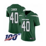 Youth New York Jets #40 Trenton Cannon Green Team Color Vapor Untouchable Limited Player 100th Season Football Jersey