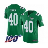 Youth New York Jets #40 Trenton Cannon Limited Green Rush Vapor Untouchable 100th Season Football Jersey