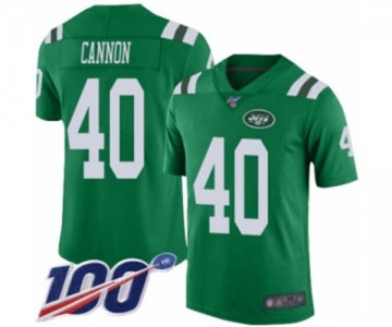 Youth New York Jets #40 Trenton Cannon Limited Green Rush Vapor Untouchable 100th Season Football Jersey