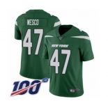 Youth New York Jets #47 Trevon Wesco Green Team Color Vapor Untouchable Limited Player 100th Season Football Jersey