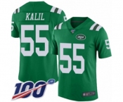 Youth New York Jets #55 Ryan Kalil Limited Green Rush Vapor Untouchable 100th Season Football Jersey