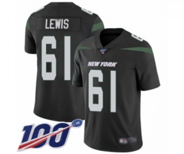 Youth New York Jets #61 Alex Lewis Black Alternate Vapor Untouchable Limited Player 100th Season Football Jersey