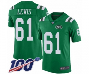 Youth New York Jets #61 Alex Lewis Limited Green Rush Vapor Untouchable 100th Season Football Jersey