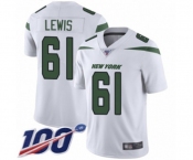 Youth New York Jets #61 Alex Lewis White Vapor Untouchable Limited Player 100th Season Football Jersey