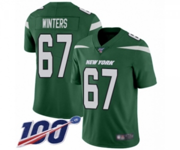 Youth New York Jets #67 Brian Winters Green Team Color Vapor Untouchable Limited Player 100th Season Football Jersey