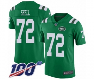 Youth New York Jets #72 Brandon Shell Limited Green Rush Vapor Untouchable 100th Season Football Jersey