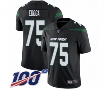 Youth New York Jets #75 Chuma Edoga Black Alternate Vapor Untouchable Limited Player 100th Season Football Jersey