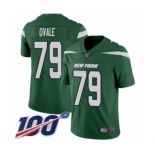 Youth New York Jets #79 Brent Qvale Green Team Color Vapor Untouchable Limited Player 100th Season Football Jersey