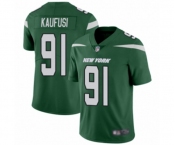 Youth New York Jets #91 Bronson Kaufusi Green Team Color Vapor Untouchable Limited Player Football Jersey