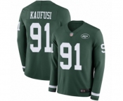 Youth New York Jets #91 Bronson Kaufusi Limited Green Therma Long Sleeve Football Jersey