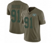 Youth New York Jets #91 Bronson Kaufusi Limited Olive 2017 Salute to Service Football Jersey