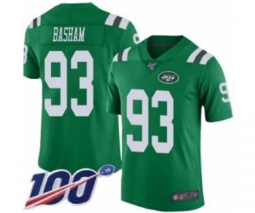 Youth New York Jets #93 Tarell Basham Limited Green Rush Vapor Untouchable 100th Season Football Jersey