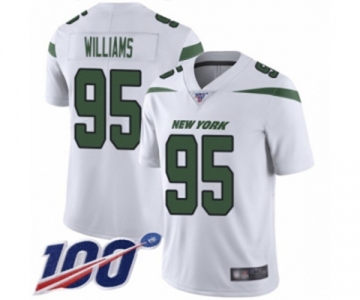 Youth New York Jets #95 Quinnen Williams White Vapor Untouchable Limited Player 100th Season Football Jersey