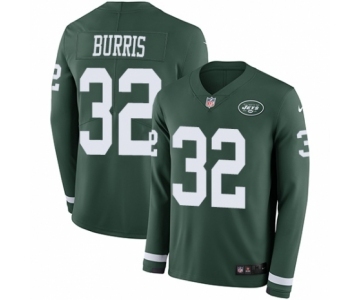 Youth Nike New York Jets #32 Juston Burris Limited Green Therma Long Sleeve NFL Jersey