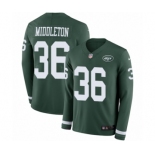 Youth Nike New York Jets #36 Doug Middleton Limited Green Therma Long Sleeve NFL Jersey