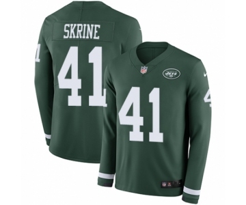 Youth Nike New York Jets #41 Buster Skrine Limited Green Therma Long Sleeve NFL Jersey