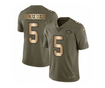 Youth Nike New York Jets #5 Christian Hackenberg Limited Olive Gold 2017 Salute to Service NFL Jersey