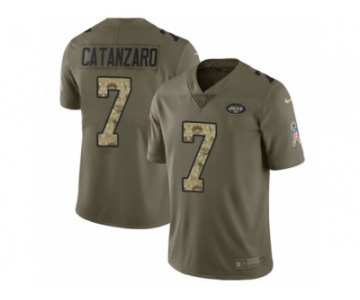 Youth Nike New York Jets #7 Chandler Catanzaro Limited Olive Camo 2017 Salute to Service NFL Jersey