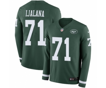 Youth Nike New York Jets #71 Ben Ijalana Limited Green Therma Long Sleeve NFL Jersey