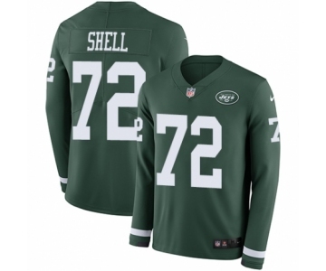 Youth Nike New York Jets #72 Brandon Shell Limited Green Therma Long Sleeve NFL Jersey