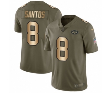 Youth Nike New York Jets #8 Cairo Santos Limited Olive Gold 2017 Salute to Service NFL Jersey