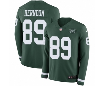 Youth Nike New York Jets #89 Chris Herndon Limited Green Therma Long Sleeve NFL Jersey