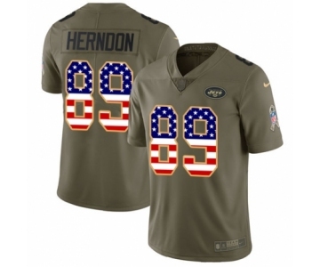 Youth Nike New York Jets #89 Chris Herndon Limited Olive USA Flag 2017 Salute to Service NFL Jersey