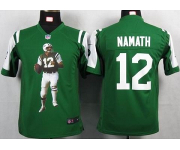 nike youth nfl jerseys new york jets #12 namath green[portrait fashion]