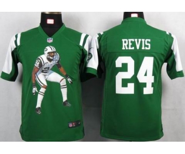 nike youth nfl jerseys new york jets #24 revis green[portrait fashion]