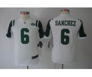 nike youth nfl jerseys new york jets #6 sanchez white[nike limited]