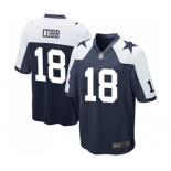 Men's Dallas Cowboys #18 Randall Cobb Game Navy Blue Throwback Alternate Football Jersey