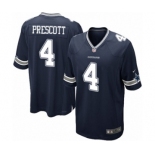 Men's Nike Dallas Cowboys #4 Dak Prescott Game Navy Blue Team Color NFL Jersey