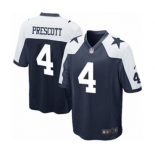 Men's Nike Dallas Cowboys #4 Dak Prescott Game Navy Blue Throwback Alternate NFL Jersey