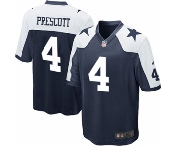 Men's Nike Dallas Cowboys #4 Dak Prescott Game Navy Blue Throwback Alternate NFL Jersey