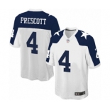 Men's Nike Dallas Cowboys #4 Dak Prescott Game White Throwback Alternate NFL Jersey