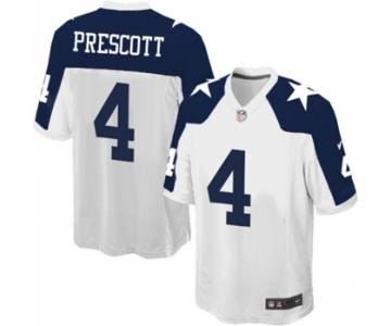 Men's Nike Dallas Cowboys #4 Dak Prescott Game White Throwback Alternate NFL Jersey